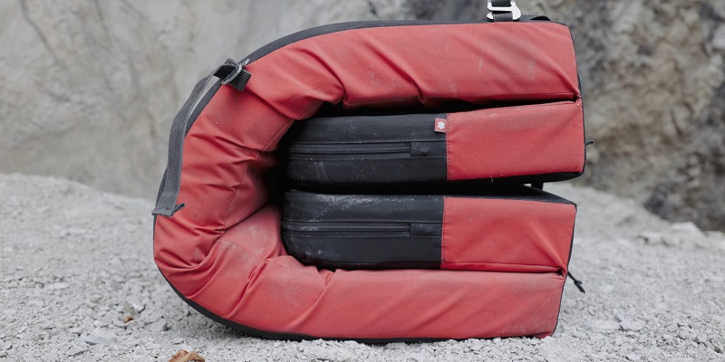 Folded pad showing trifold construction for easier transport